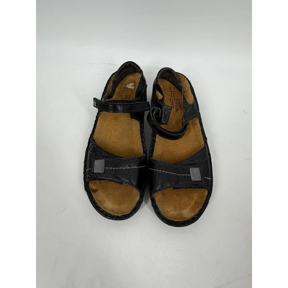 Naot Papaya Women's Size 39 US 8 Black Leather Slides Wedge Sandals Comfort